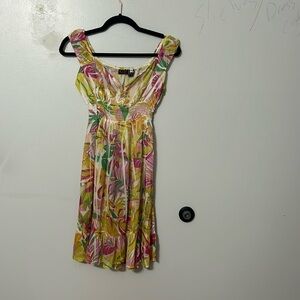 Vintage Tiki Palm Floral Y2K Sublimation Swim Coverup Size M but measures Small